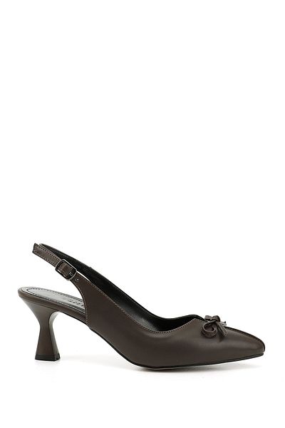 GÖNDERİ(R) Women / Girls Brown Pointed Toe Goblet Heel Bow Open Back Shoes