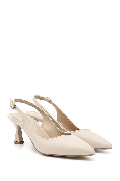 GÖNDERİ(R) NUDE Pointed Toe Goblet Heel Open Back Women's Shoes 38198