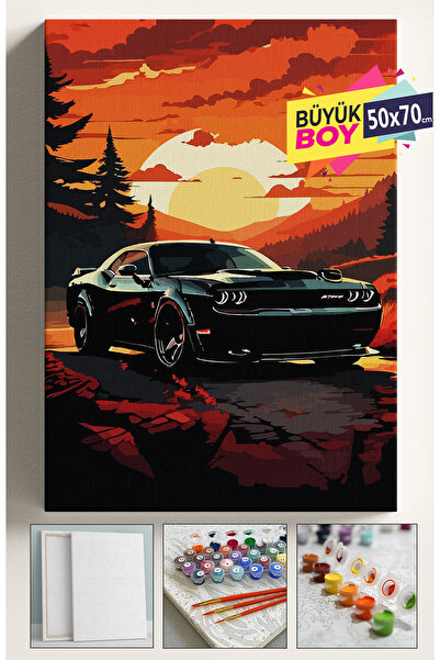 Corvo Sayılarla Boyama Seti Numaralı Tuval Fırça Boya Dahil Kasnaklı Set 50x7...