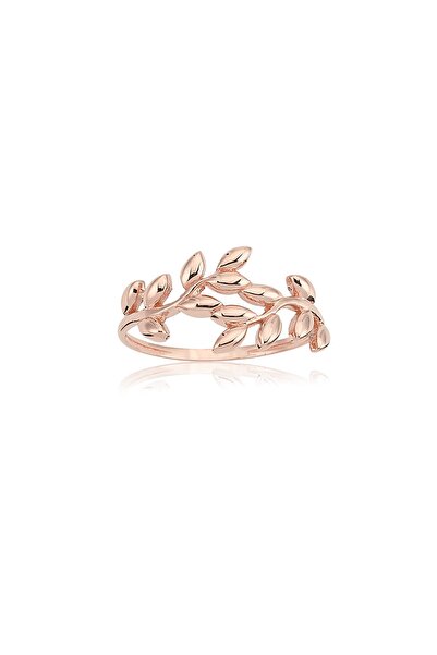 FasekGold Zeytin Dalı 925 Ayar Gümüş Yüzük-Taşsız Gümüş Hediye Yüzük-Modern H...