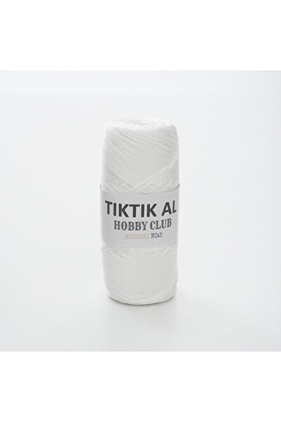 TıkTık AL Beyaz Makrome Polyester Hobi Ipi Beyaz 100gr