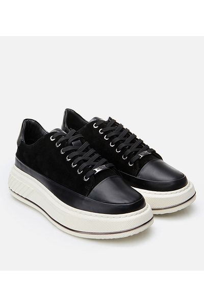 Hotiç Pantofi casual negri din piele pentru bărbați