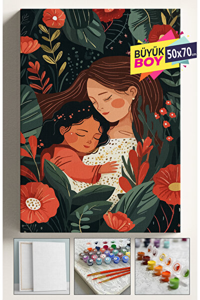 Corvo Sayılarla Boyama Seti Numaralı Tuval Fırça Boya Dahil Kasnaklı Set 50x7...