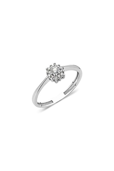 FasekGold 925 Ayar Beyaz (rodyumlu) Gümüş Yüzük-0,20 Ct,0,24ct Pırlanta