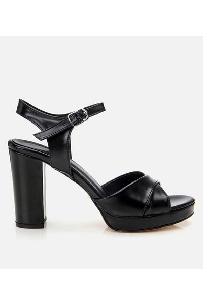 Hotiç Rochie de seară neagră de damă Sandale cu toc înalt