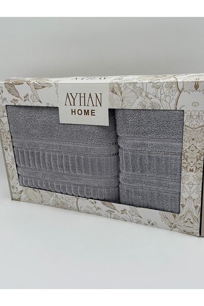 AYHANHOME Σετ πετσετών μπάνιου 2 τεμαχίων Jacquard Box 90x150 και 50x90