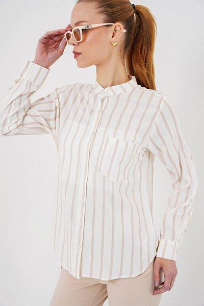 modamtn Long Sleeve Striped Shirt 20283 - Beige