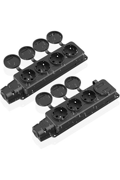 Choice 250V EU 2PCS 4AC black German outdoor waterproof socket, 1/3/4 road with covered rain head wireless
