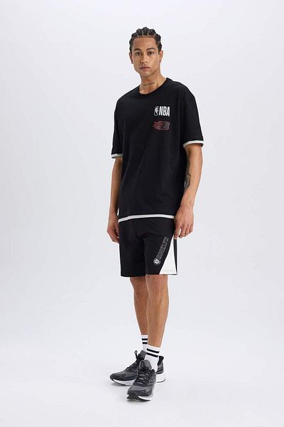 DeFacto DeFactoFit NBA Brooklyn Nets - Pantaloni scurti cu buzunare și șireturi C9253AX24AU