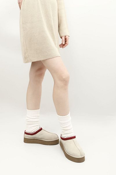 GÖNDERİ(R) Γυναικείες / Κορίτσια Μπεζ Nubuck W Tazz Χοντρή σόλα από γνήσιο δέρμα γούνινες παντόφλες