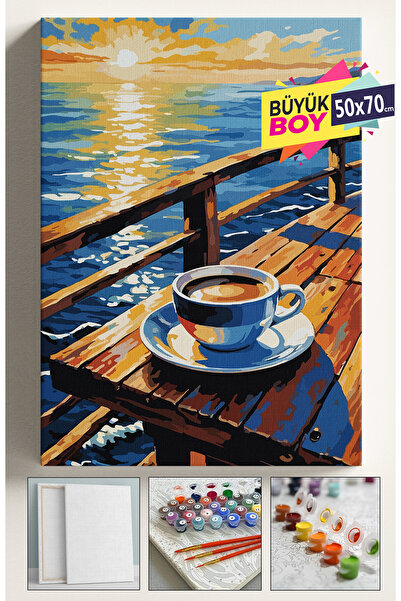 Corvo Sayılarla Boyama Seti Numaralı Tuval Fırça Boya Dahil Kasnaklı Set 50x7...