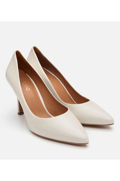 Hotiç Stiletto de damă din piele naturală ecru