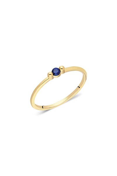 FasekGold Gümüş Yüzük - 925 Ayar 0.20 Ct Tektaş Mavi Safir Yüzük -Tel 925 Aya...