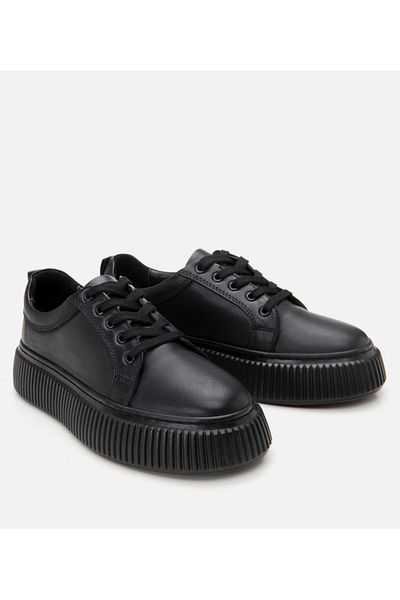Hotiç Pantofi sport de damă negri din piele naturală