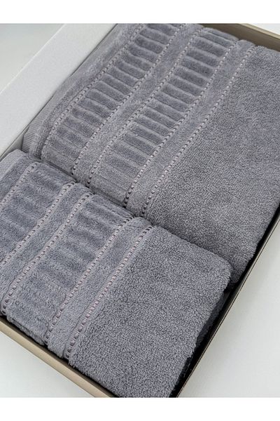 AYHANHOME Σετ πετσετών μπάνιου 2 τεμαχίων Jacquard Box 90x150 και 50x90