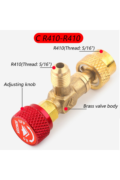 Choice محول صمام أمان تكييف الهواء لأداة التبريد C R410a R22 مقاس 1/4 بوصة 5/...