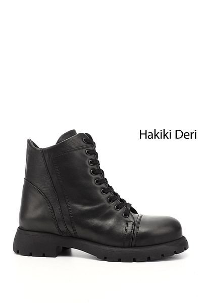 GÖNDERİ(R) Cizme negre din piele naturală cu fermoar pentru femei/fete