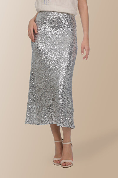 Elif Naz Moda Evi gümüş rengi payet maxsi etek