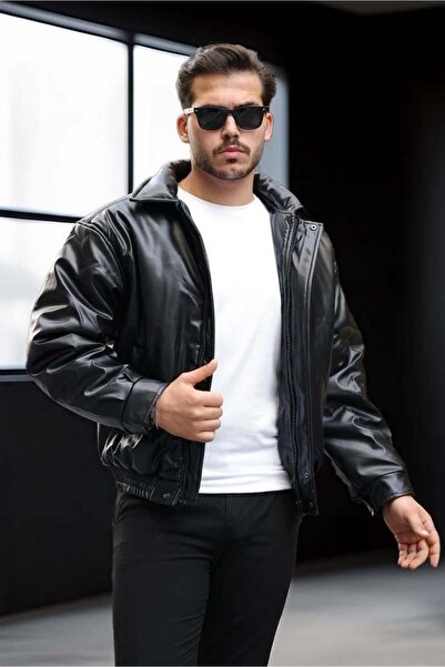 Valiberta Премиум черна кожа - Огромно яке/палто