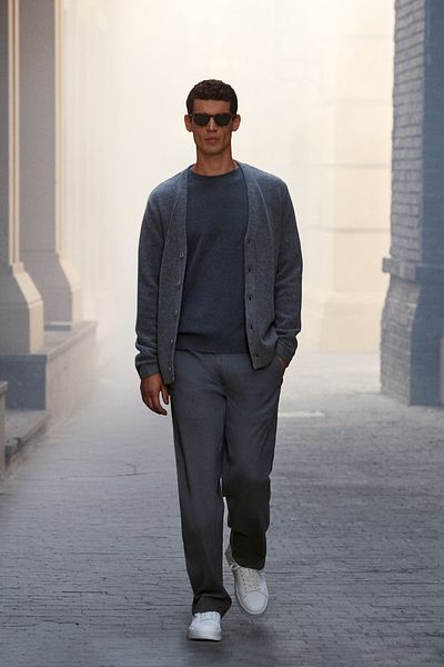 Lufian Pantaloni sport Chino pentru bărbați, gri, slim fit