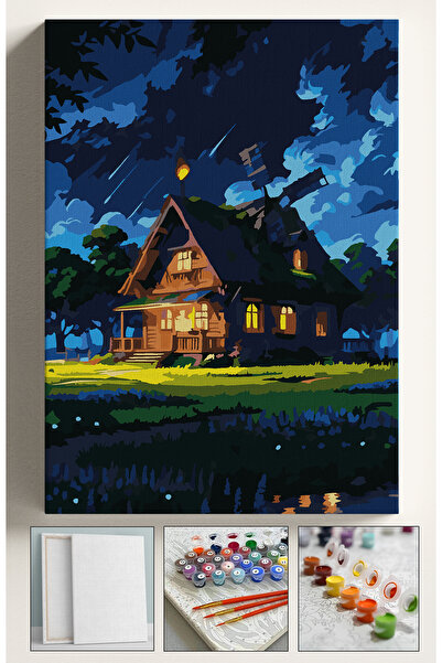 Corvo Sayılarla Boyama Seti Numaralı Tuval Fırça Boya Dahil Kasnaklı Set 40x5...