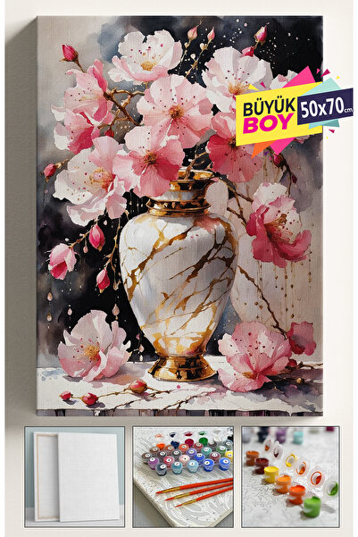 Corvo Sayılarla Boyama Seti Numaralı Tuval Fırça Boya Dahil Kasnaklı Set 50x7...