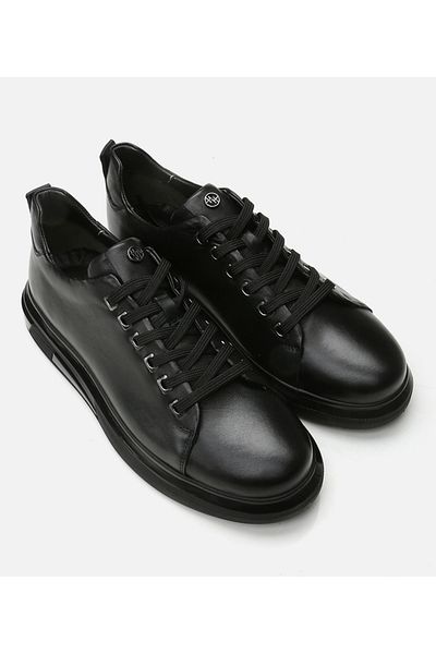Hotiç Pantofi casual negri din piele pentru bărbați