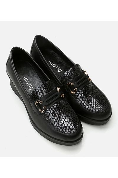 Hotiç Mocasini negru din piele de dama