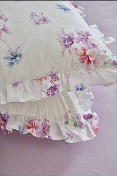 Ricco Lifes 100% Cotton Lilora Ruffled Pillowcase Fitted Sheet