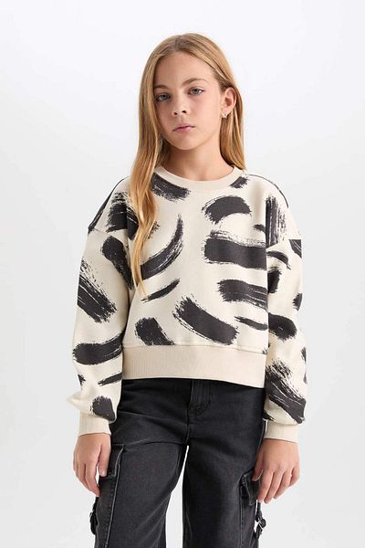 DeFacto Hanorac pentru fete cu model cu gât crew D3018a824wn