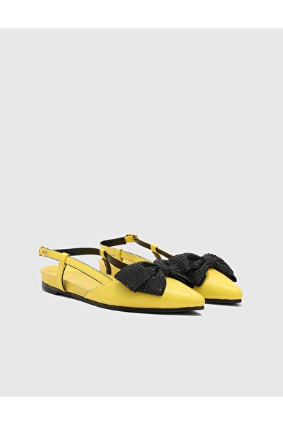 İLVİ Lapato Hakiki Deri Kadın Sarı Sandalet