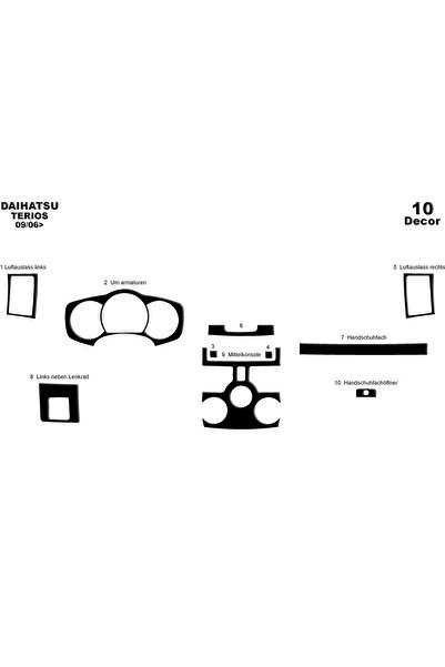 Marscockpitdesign دايهاتسو تيريوس وحدة التحكم-توبيردو 2006 10 قطع