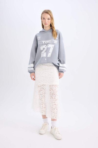 DeFacto Hanorac gros cu glugă cu imprimeu oversize Coool D6696AX24WN