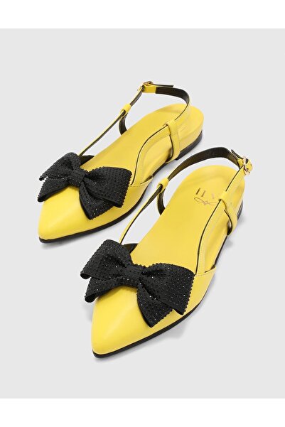 İLVİ Lapato Hakiki Deri Kadın Sarı Sandalet
