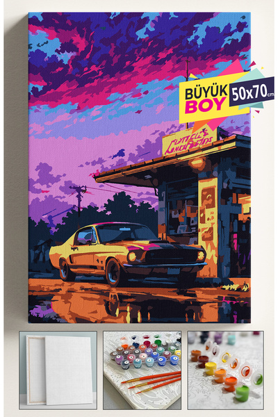 Corvo Sayılarla Boyama Seti Numaralı Tuval Fırça Boya Dahil Kasnaklı Set 50x7...