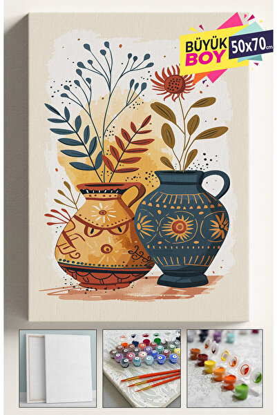 Corvo Sayılarla Boyama Seti Numaralı Tuval Fırça Boya Dahil Kasnaklı Set 50x7...