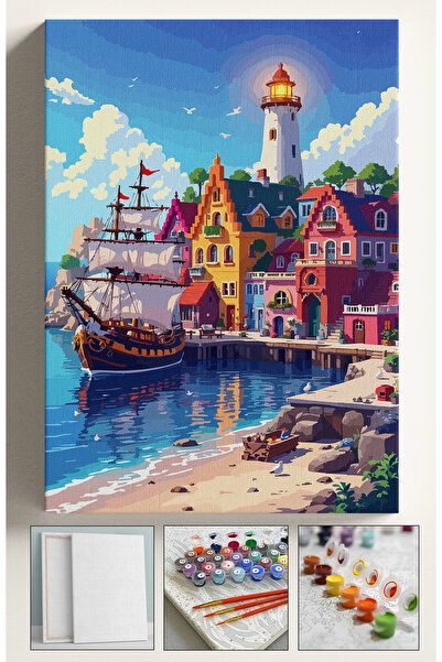 Corvo Sayılarla Boyama Çerçeveli Hobi Seti Numaralı Tuval Fırça Boya Dahil Ka...