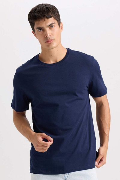 DeFacto 100% bumbac Tricou cu mânecă scurtă, cu decolteu, cu croiala normală, E1091AXNS