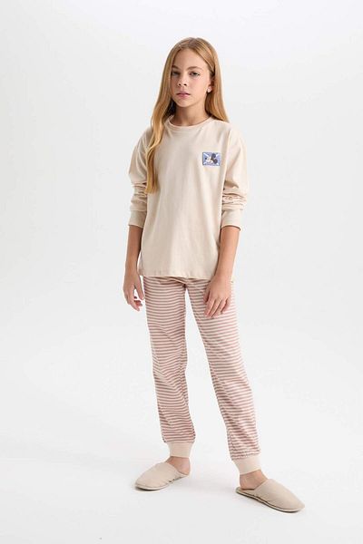 DeFacto Costum de pijama pentru fete Disney Mickey & Minnie Top cu maneca lunga cu talie elastica D3748A824AU