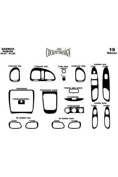 Marscockpitdesign دايو نوبيرا 1 كونسول-توربيدو 1997-1999 19 قطعة