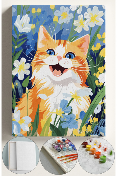 Corvo Sayılarla Boyama Ve Hobi Seti Tuvale Gerilmiş Kasnaklı 40x50 Fırça ve B...