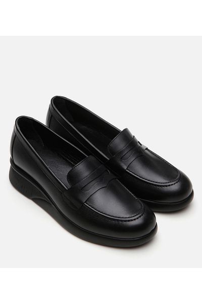 Hotiç Women's Leather Black Loafer