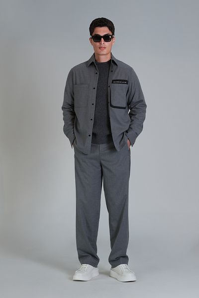 Lufian Pantaloni sport Chino pentru bărbați, gri, slim fit