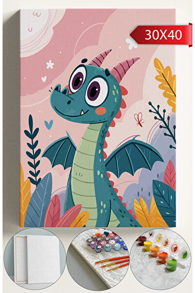 Corvo Sayılarla Boyama Seti Numaralı Tuval Fırça Boya 30x40 Cm - Minik Ejderha