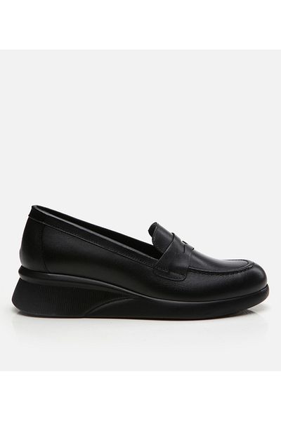 Hotiç Women's Leather Black Loafer