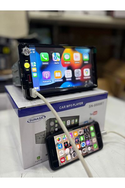 SUNASK Sn-8800 7inc Carplay - حافظة رفيعة قابلة للتعديل، شاشة مزدوجة Tofaş Şahin Doğan متوافقة مع الكاميرا 4x55