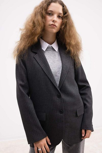 DeFacto Jachetă oversize cu croiala largă, cu nasturi, cu dungi, blazer D6879AX24AU