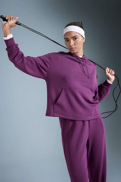 DeFacto Hanorac sportiv DeFactoFit Oversize Wide Fit Premium cu glugă, buzunar cangur B5206AX24AU