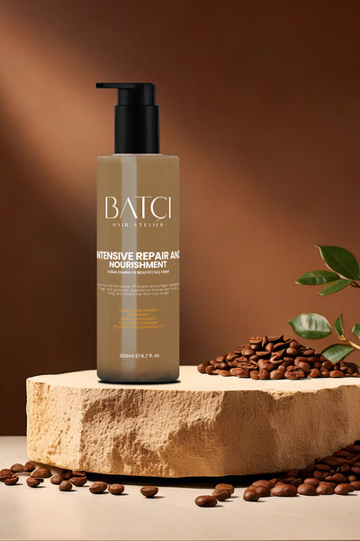 Batçı Hair Atelier Kahve Serisi Set Kuru Ve Yıpramış Saçlar Için Şampuan Saç Bakım Kremi Ve Saç Bakım Fön Sütü