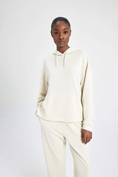 DeFacto DeFactoFit Oversize Geniş Kalıp Modal Kapüşonlu Kanguru Cepli Sporcu Sweatshirt B5206AX24AU